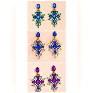Rhinestone Earrings: Choice of Color NWT